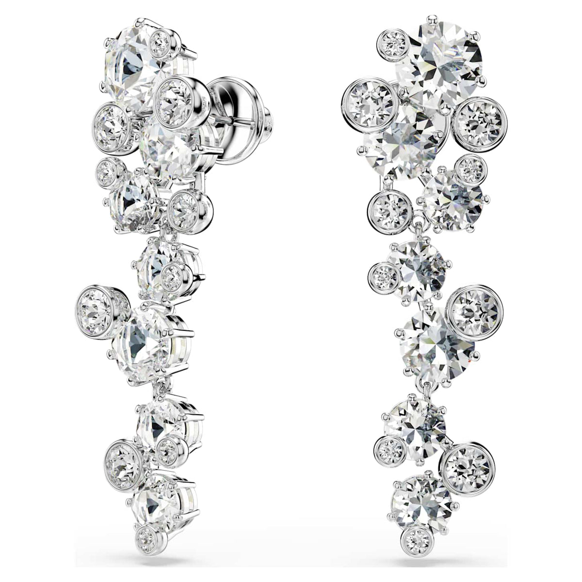 Swarovski Orecchini pendenti Constella, Taglio misto, Bianchi, Placcato rodio