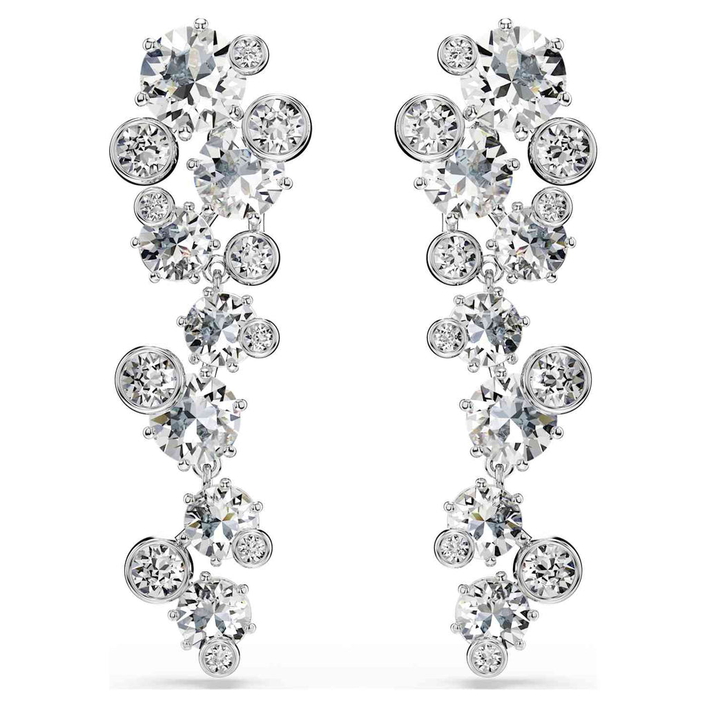 Swarovski Orecchini pendenti Constella, Taglio misto, Bianchi, Placcato rodio