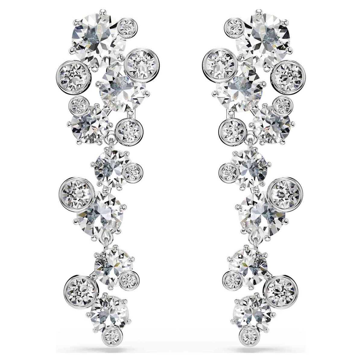 Swarovski Orecchini pendenti Constella, Taglio misto, Bianchi, Placcato rodio