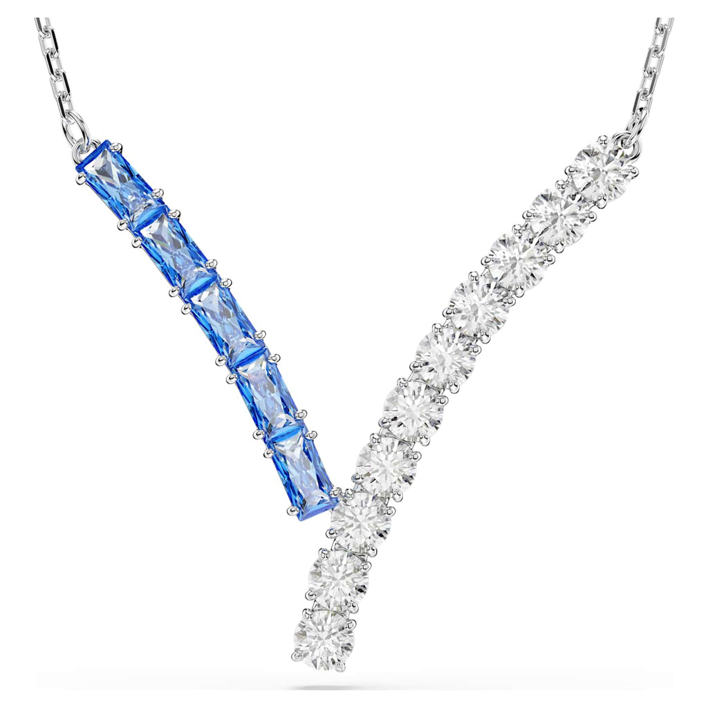 Swarovski Pendente Matrix, Taglio misto, Blu, Placcato rodio