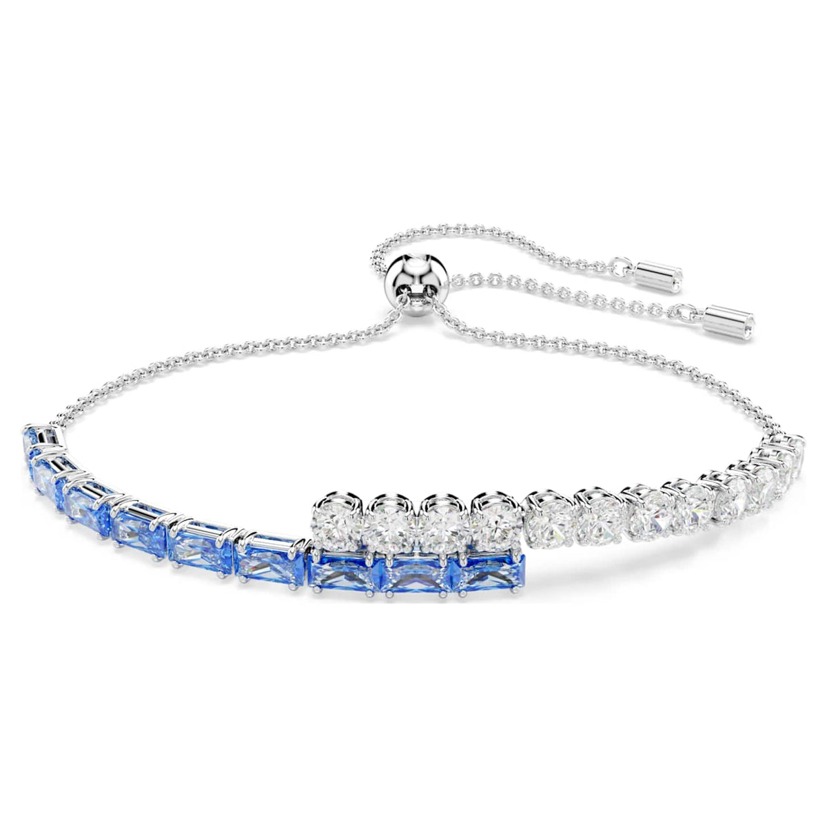 Swarovski Braccialetto Matrix, Taglio misto, Blu, Placcato rodio