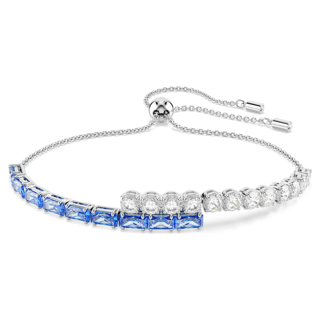 Swarovski Braccialetto Matrix, Taglio misto, Blu, Placcato rodio