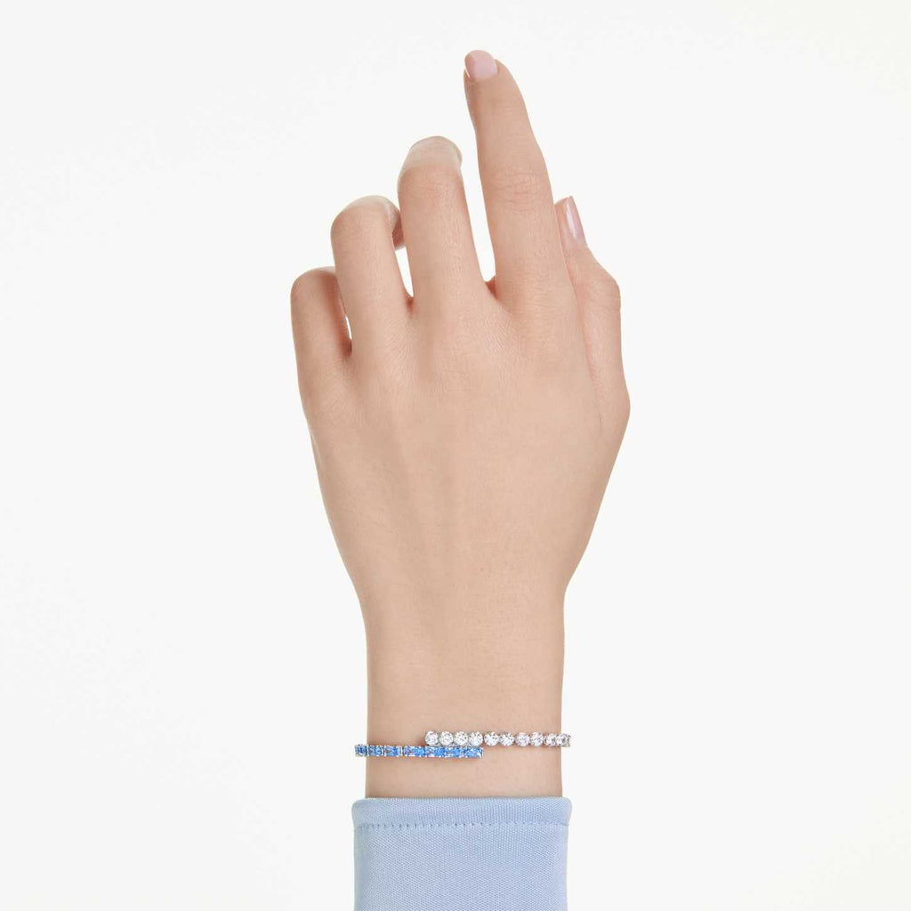 Swarovski Braccialetto Matrix, Taglio misto, Blu, Placcato rodio