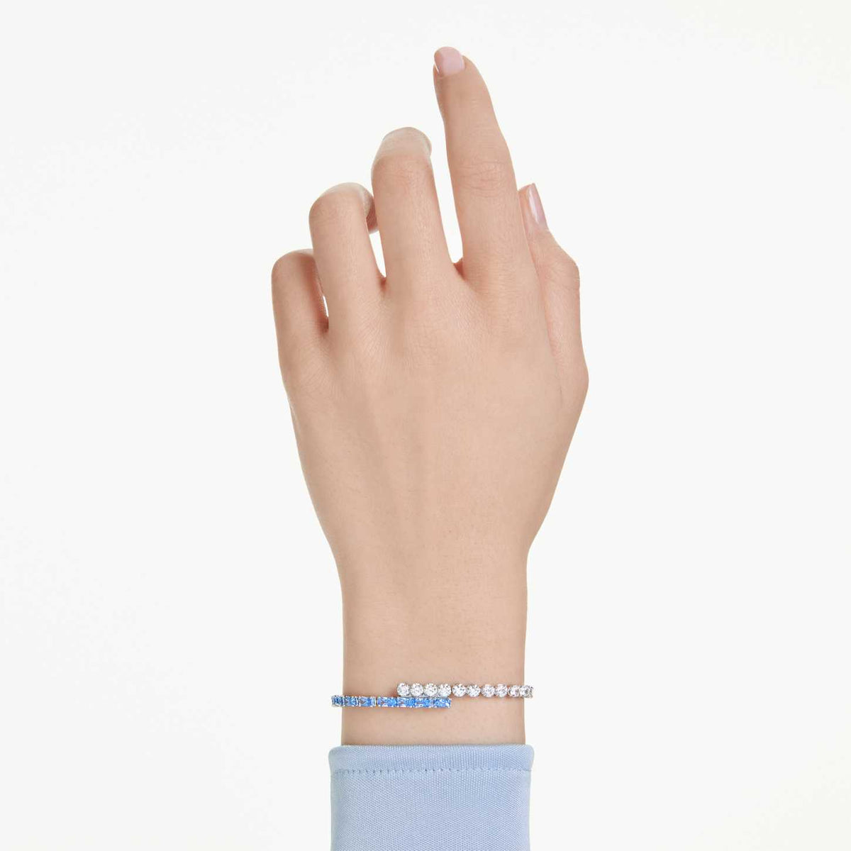 Swarovski Braccialetto Matrix, Taglio misto, Blu, Placcato rodio
