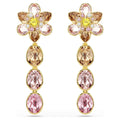 Swarovski Orecchini pendenti Idyllia, Taglio misto, Fiore, Multicolore, Finitura oro 18K
