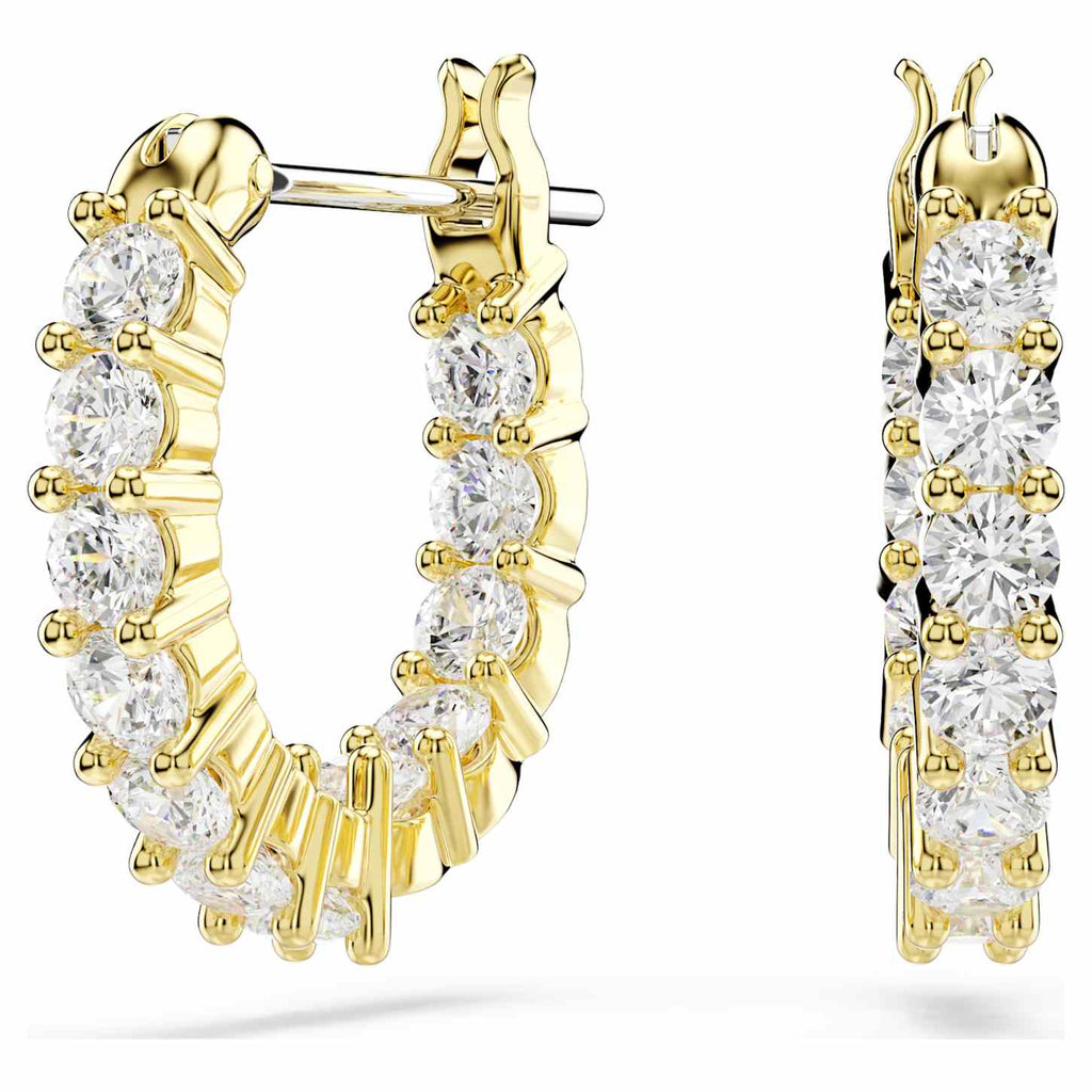Swarovski Orecchini a cerchio Matrix Vittore, Taglio Round, Bianchi, Finitura oro 18K