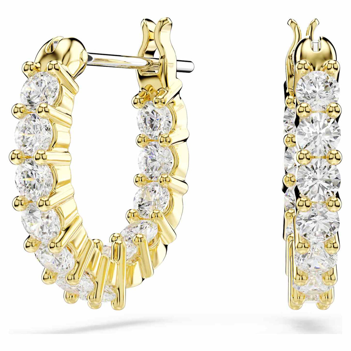 Swarovski Orecchini a cerchio Matrix Vittore, Taglio Round, Bianchi, Finitura oro 18K