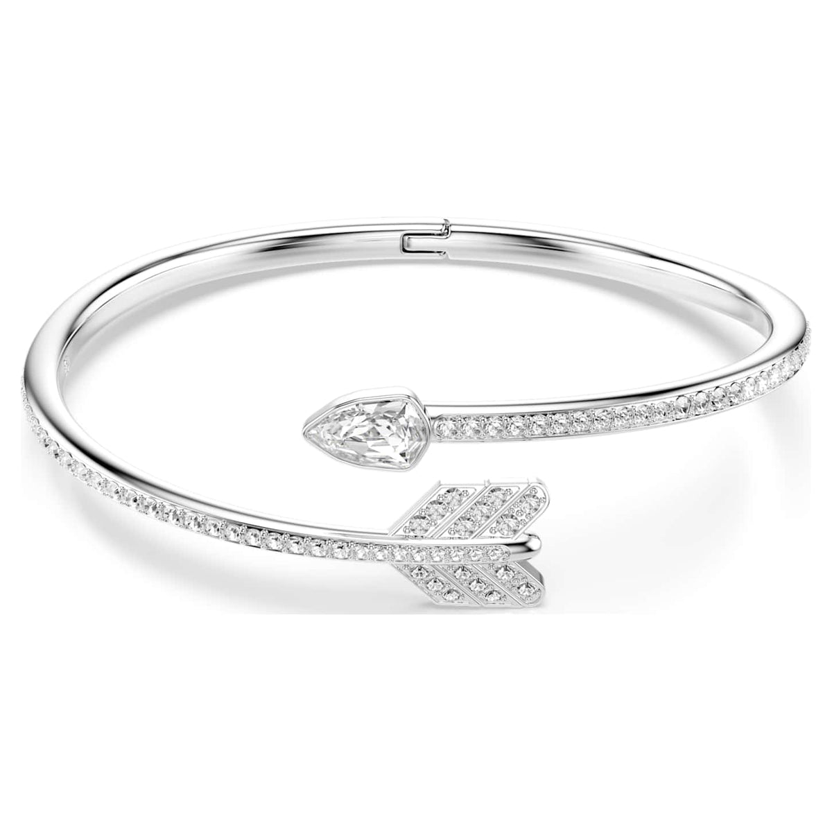 Swarovski Bracciale rigido Idyllia, Taglio misto, Freccia, Bianco, Placcato rodio