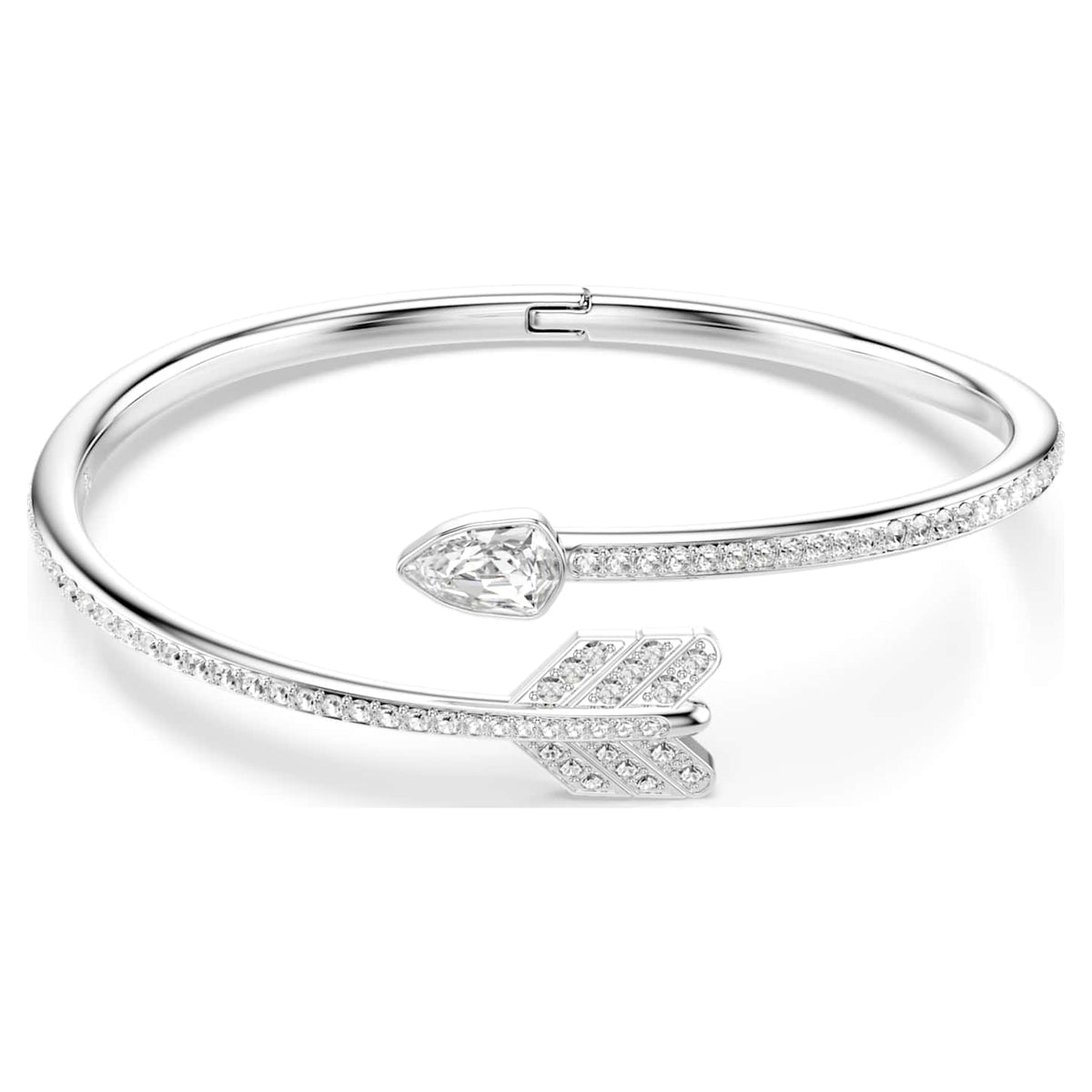 Swarovski Bracciale rigido Idyllia, Taglio misto, Freccia, Bianco, Placcato rodio