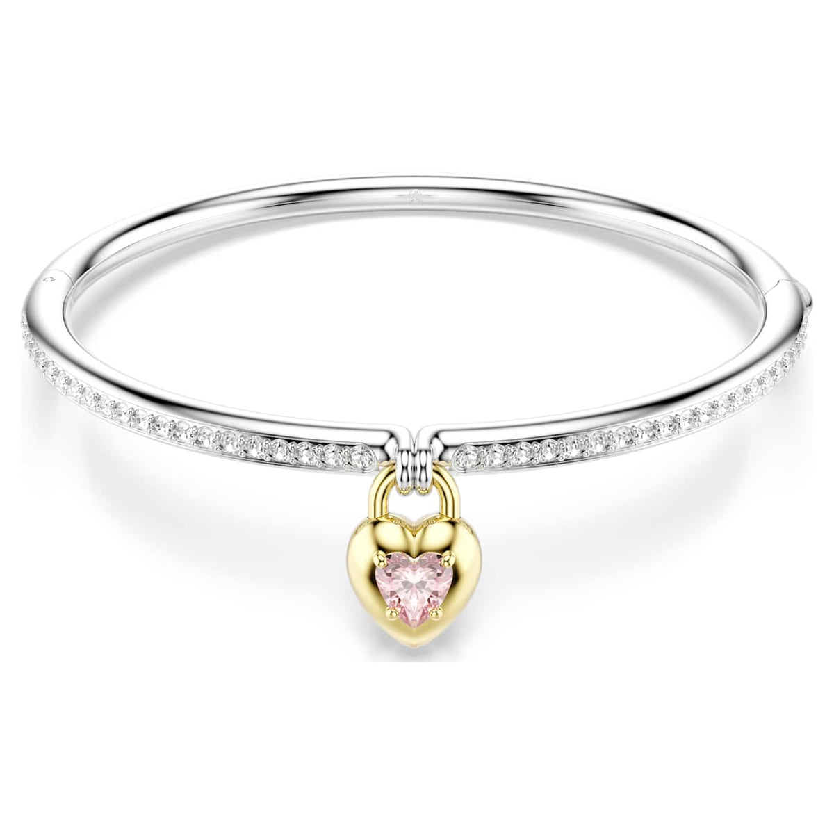 Swarovski Bracciale rigido Idyllia, Taglio misto, Cuore, Rosa, Mix di finiture