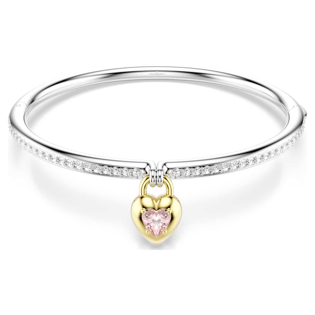 Swarovski Bracciale rigido Idyllia, Taglio misto, Cuore, Rosa, Mix di finiture