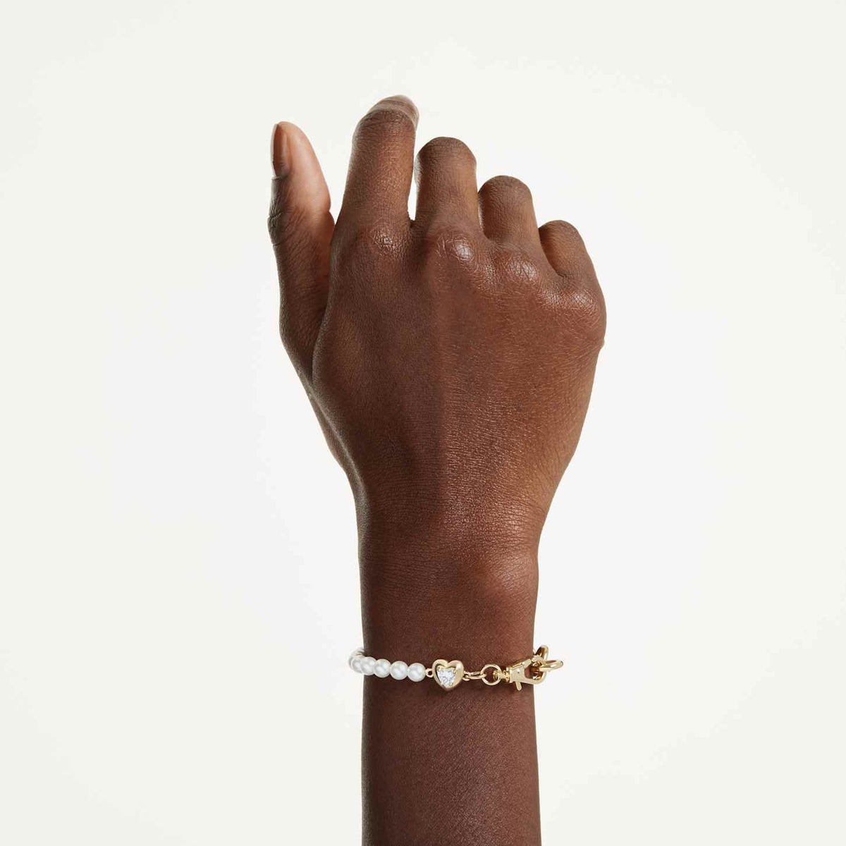 Swarovski Braccialetto Idyllia, Crystal Pearl, Bianco, Finitura oro 18K