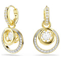 Swarovski Orecchini pendenti Hyperbola, Taglio Round, Bianchi, Finitura oro 18K