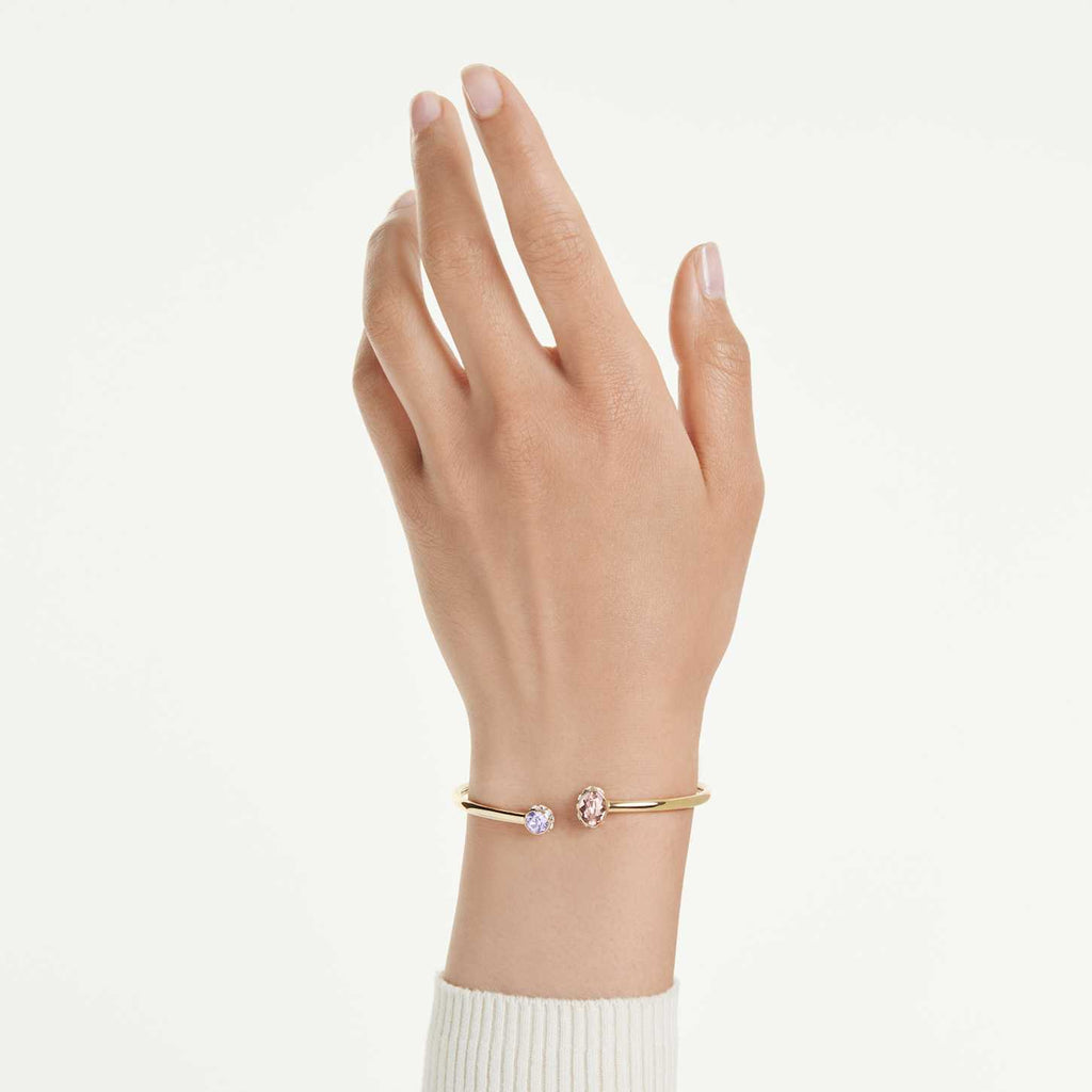Swarovski Bracciale rigido Chroma, Taglio misto, Multicolore, Finitura oro 18K