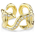 Swarovski Anello aperto Dextera, Taglio Round, Bianco, Finitura oro 18K