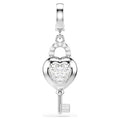 Swarovski Charm Idyllia, Taglio misto, Cuore con chiave, Bianco, Placcato rodio