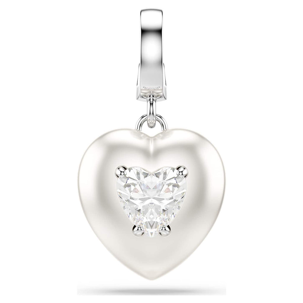Swarovski Charm Idyllia, Taglio misto, Rivestimento color perla, Cuore, Bianco, Placcato rodio