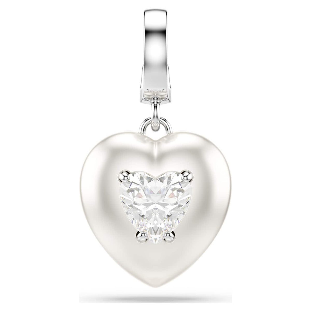 Swarovski Charm Idyllia, Taglio misto, Rivestimento color perla, Cuore, Bianco, Placcato rodio
