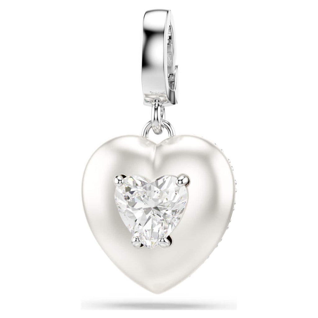 Swarovski Charm Idyllia, Taglio misto, Rivestimento color perla, Cuore, Bianco, Placcato rodio