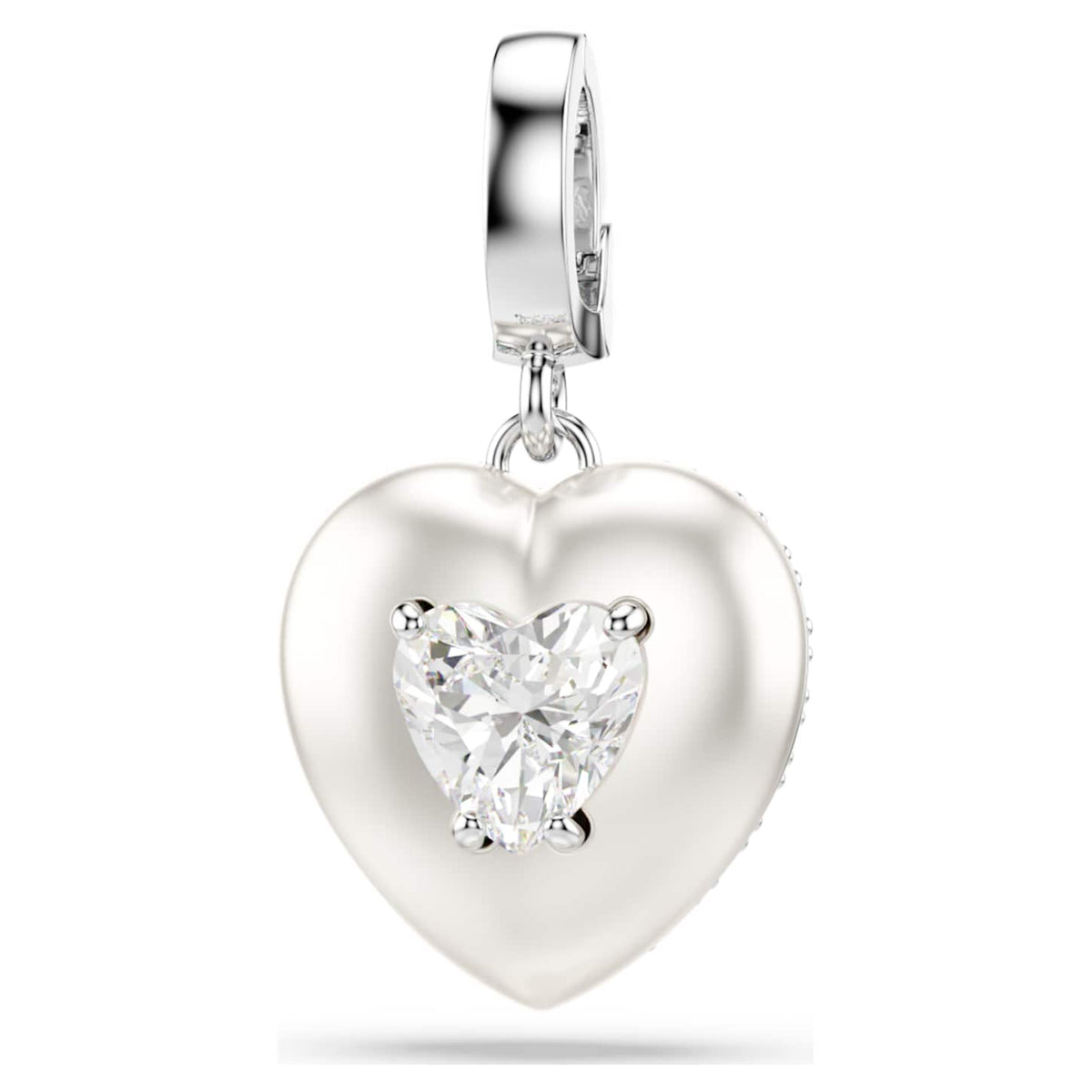 Swarovski Charm Idyllia, Taglio misto, Rivestimento color perla, Cuore, Bianco, Placcato rodio