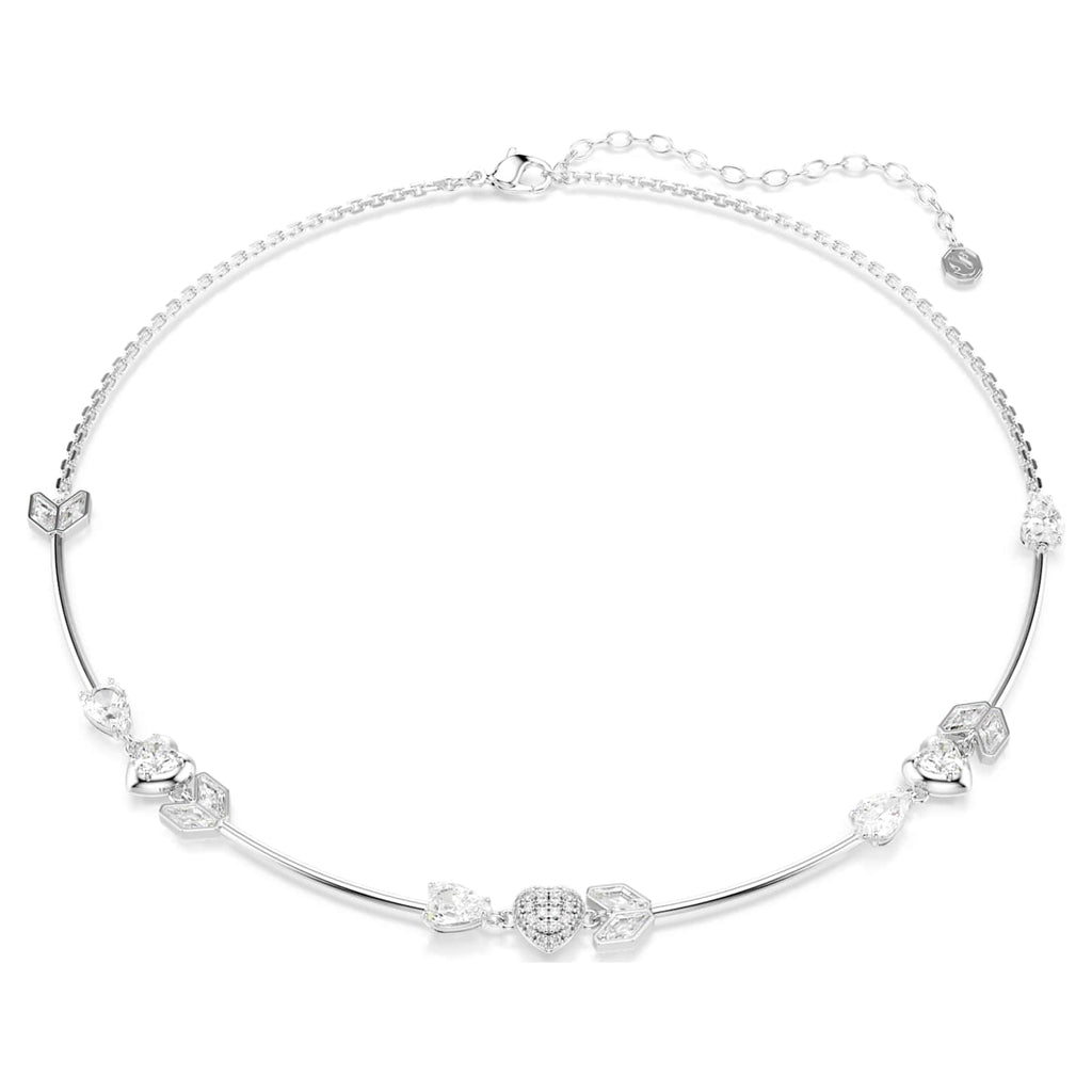 Swarovski Collana Idyllia, Cuore con freccia, Bianca, Placcato rodio