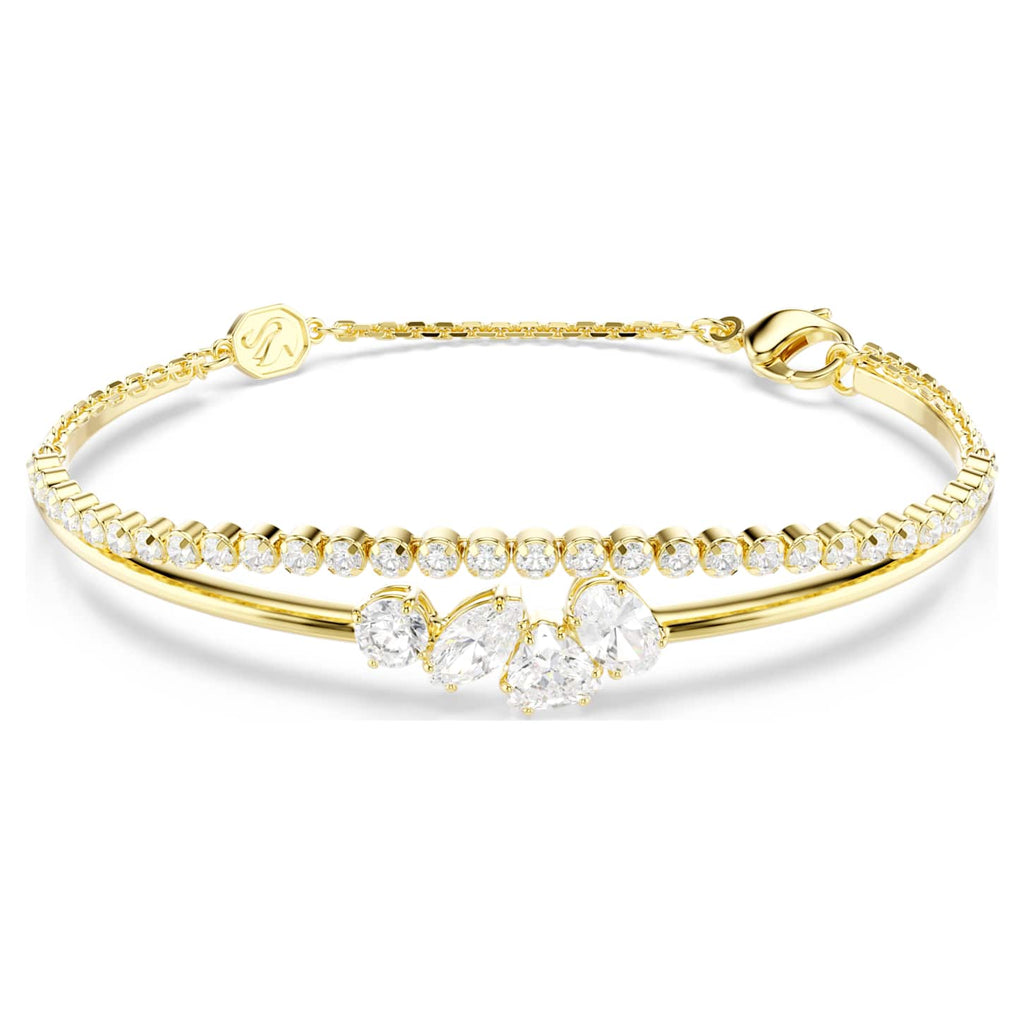 Swarovski Braccialetto Mesmera, Taglio misto, Bianco, Finitura oro 18K
