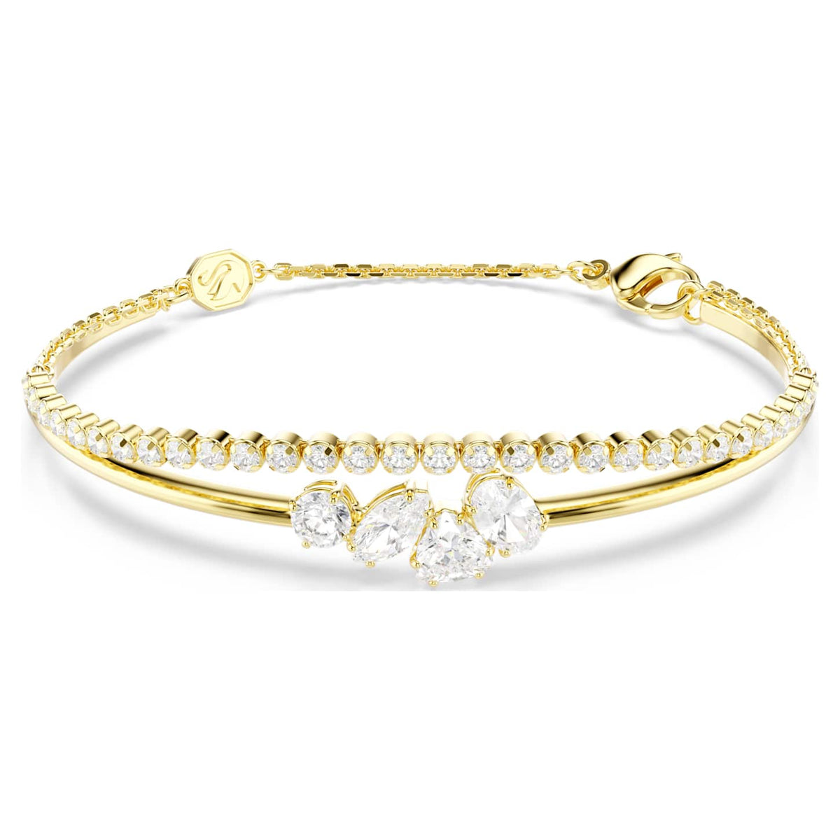Swarovski Braccialetto Mesmera, Taglio misto, Bianco, Finitura oro 18K