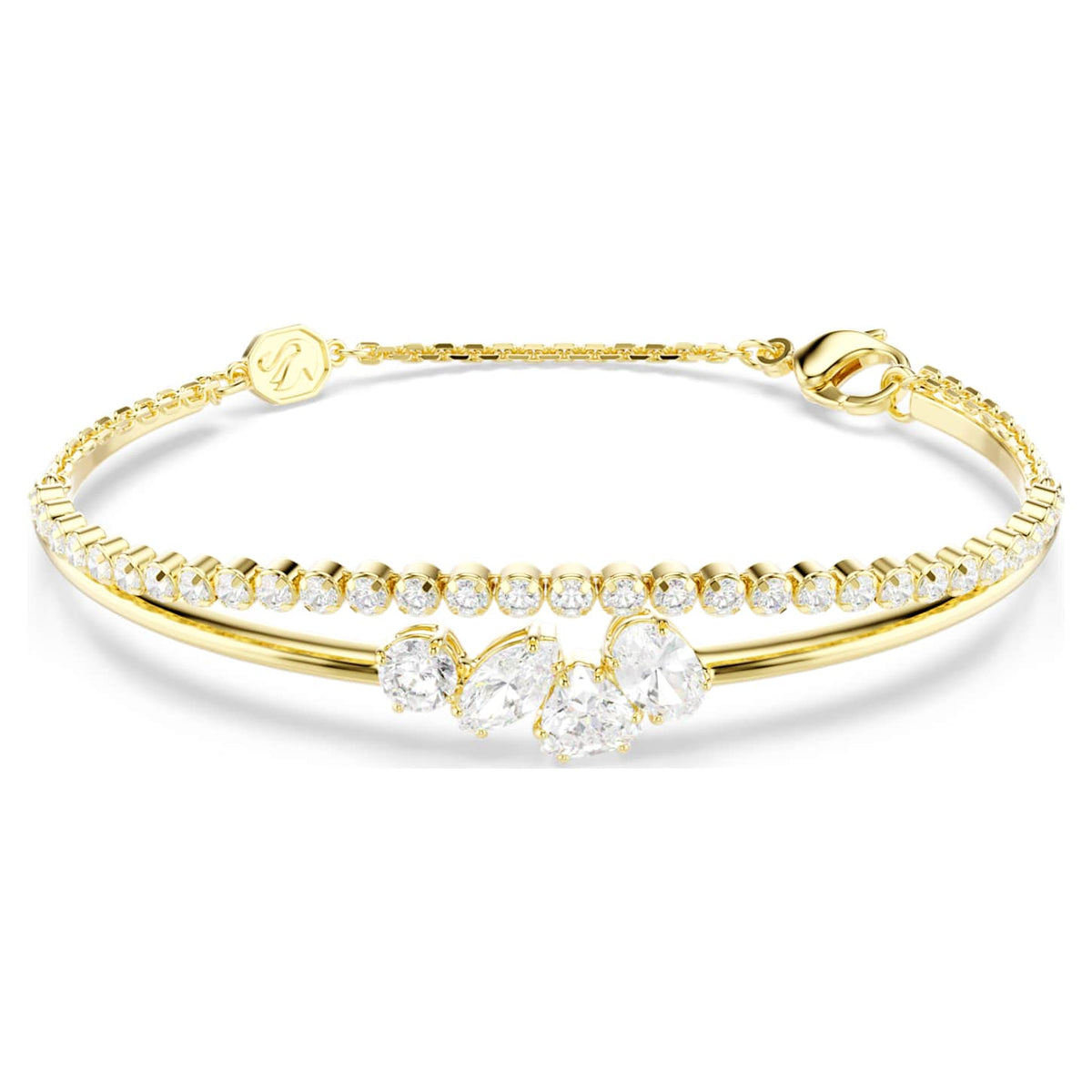Swarovski Braccialetto Mesmera, Taglio misto, Bianco, Finitura oro 18K