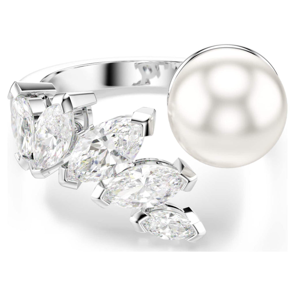 Swarovski Anello aperto Mesmera, Crystal Pearl, Taglio Marquise, Bianco, Placcato rodio