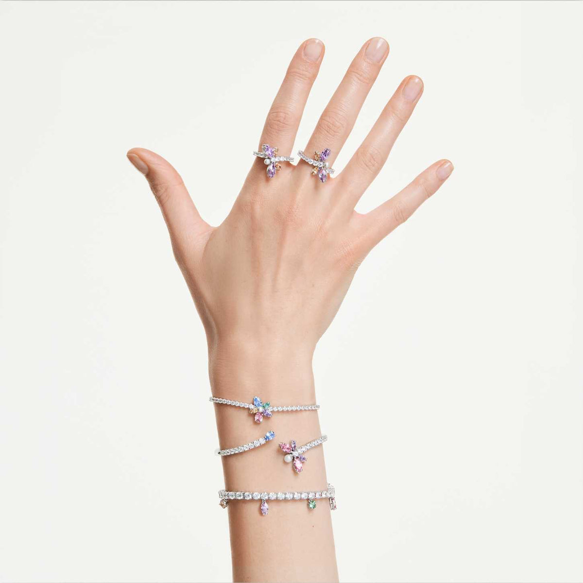Swarovski Braccialetto Ariana Grande x Swarovski, Taglio misto, Fiore, Multicolore, Placcato rodio
