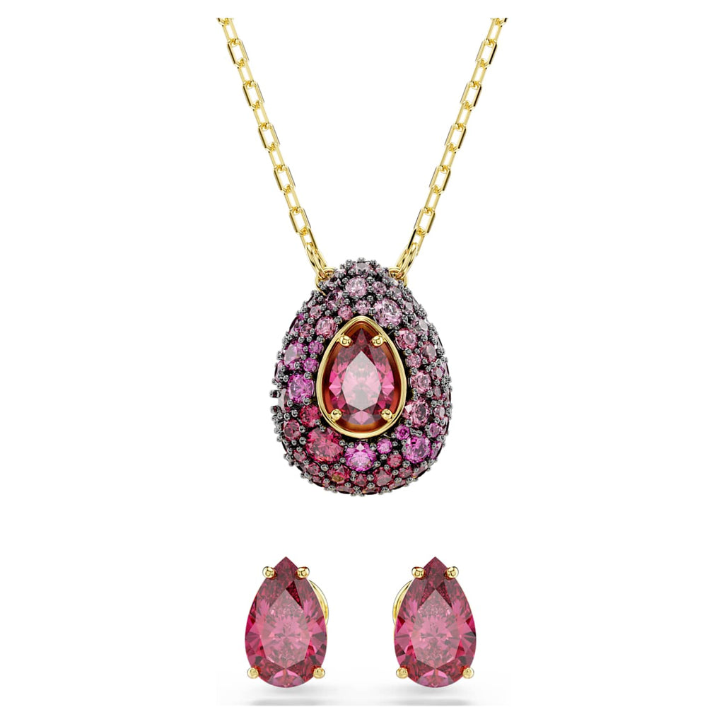 Swarovski Set Sublima, Set (2), Taglio Pear, Rosso, Finitura oro 18K