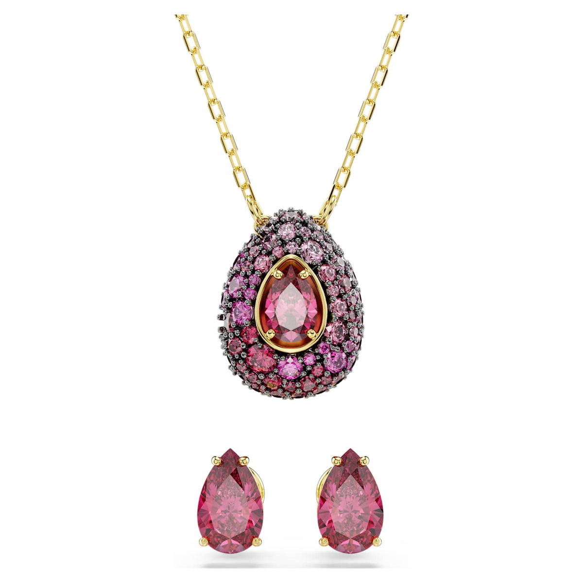 Swarovski Set Sublima, Set (2), Taglio Pear, Rosso, Finitura oro 18K