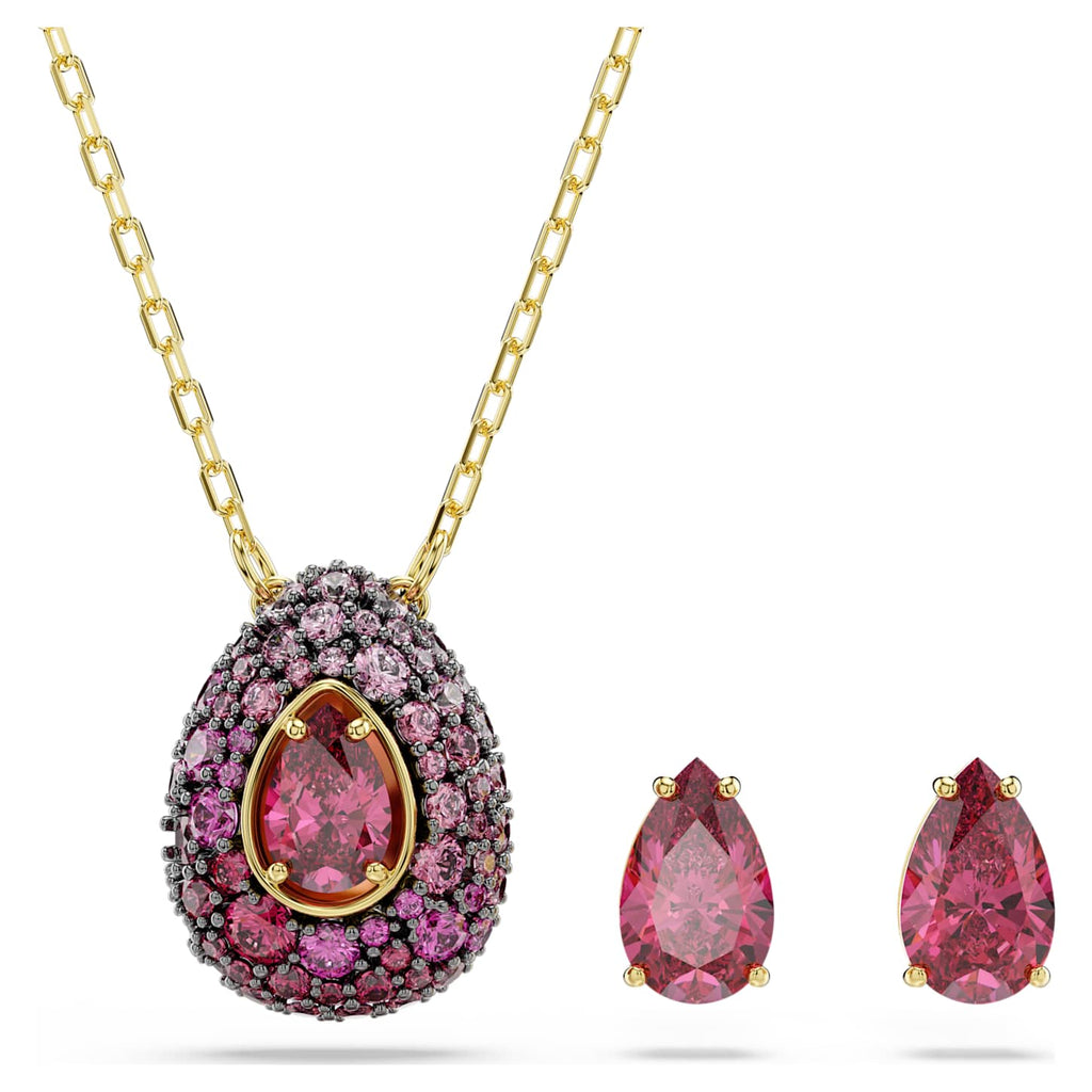 Swarovski Set Sublima, Set (2), Taglio Pear, Rosso, Finitura oro 18K