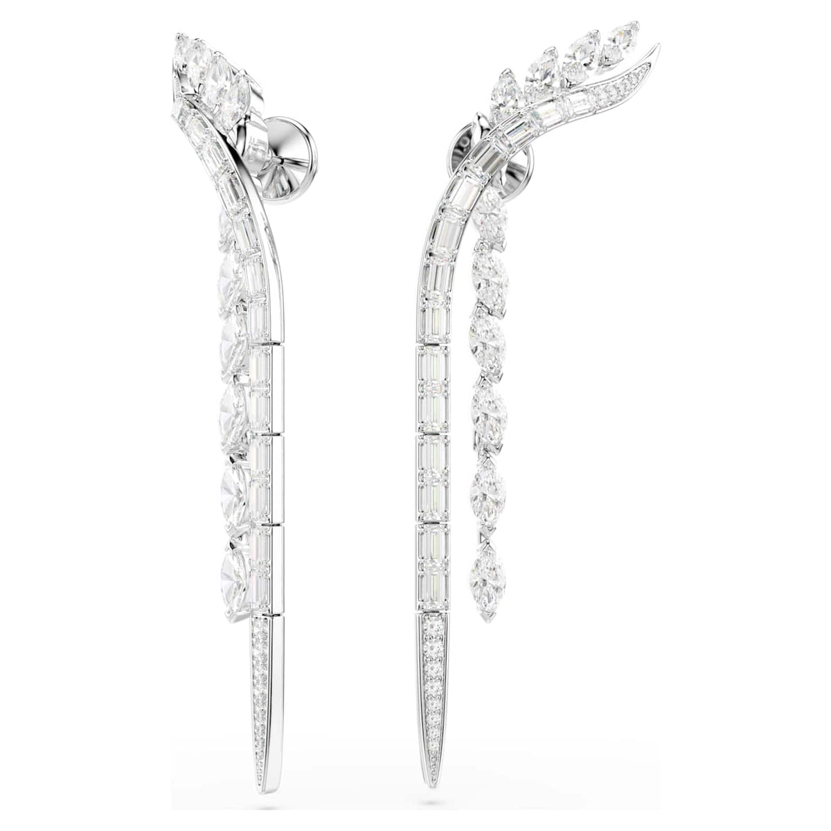 Swarovski Orecchini Mesmera, Taglio misto, Bianchi, Placcato rodio