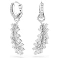 Swarovski Orecchini Vienna, Taglio misto, Piuma, Bianchi, Placcato rodio