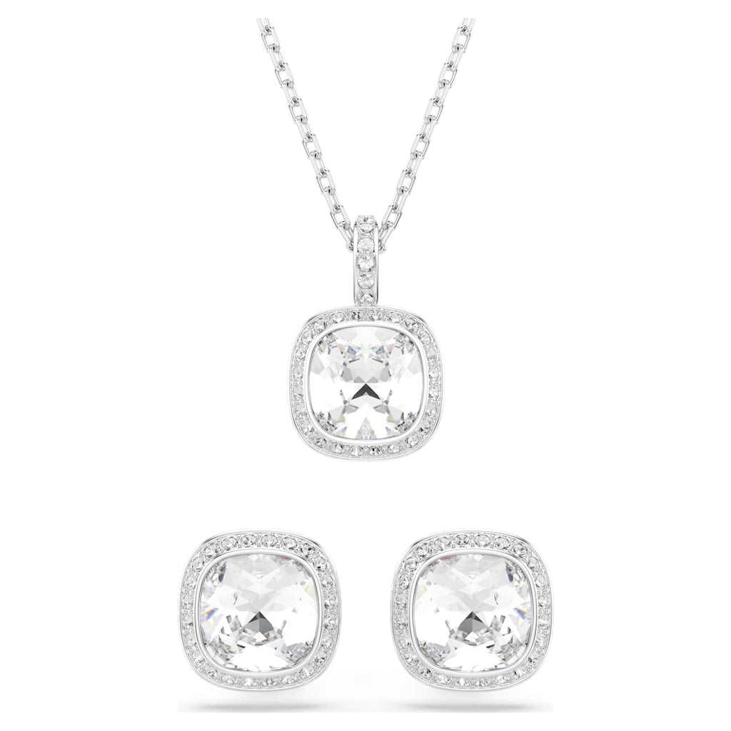 Swarovski Set Una Angelic, Taglio Cushion, Bianco, Placcato rodio