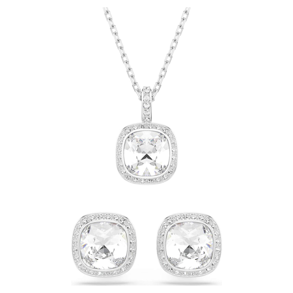 Swarovski Set Una Angelic, Taglio Cushion, Bianco, Placcato rodio