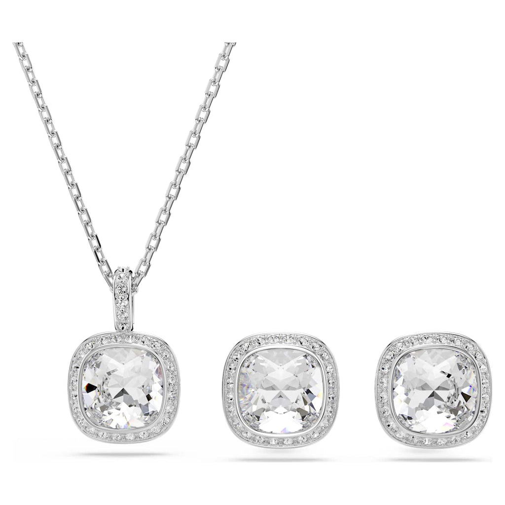 Swarovski Set Una Angelic, Taglio Cushion, Bianco, Placcato rodio