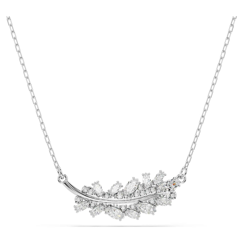 Swarovski Pendente Vienna, Taglio misto, Piuma, Bianco, Placcato rodio