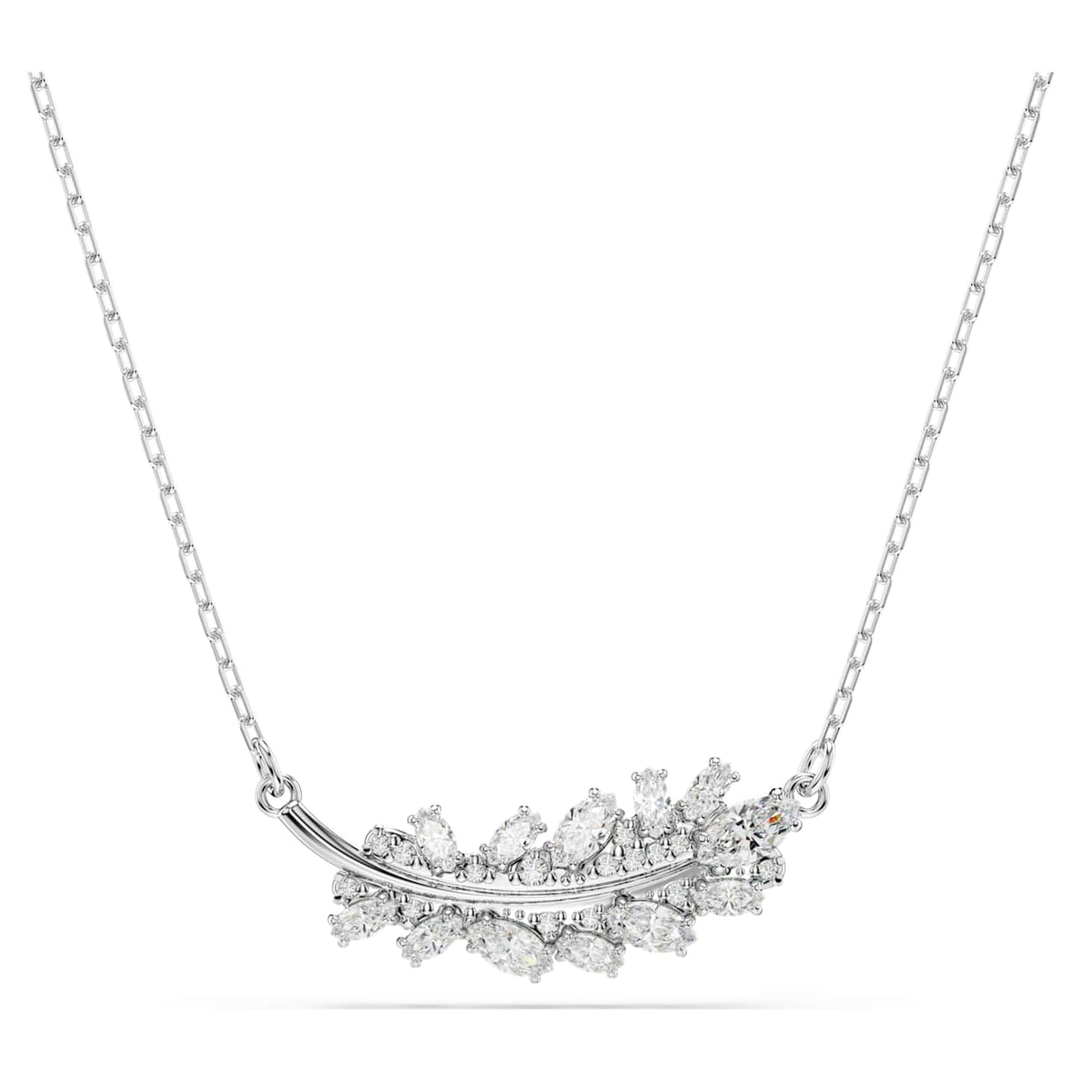 Swarovski Pendente Vienna, Taglio misto, Piuma, Bianco, Placcato rodio