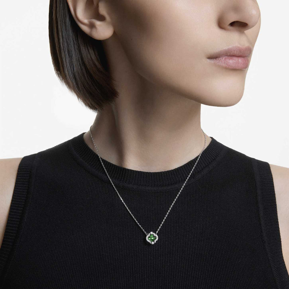 Swarovski Pendente Una Angelic, Taglio misto, Verde, Placcato rodio