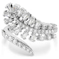 Swarovski Anello aperto Vienna, Taglio misto, Piuma, Bianco, Placcato rodio