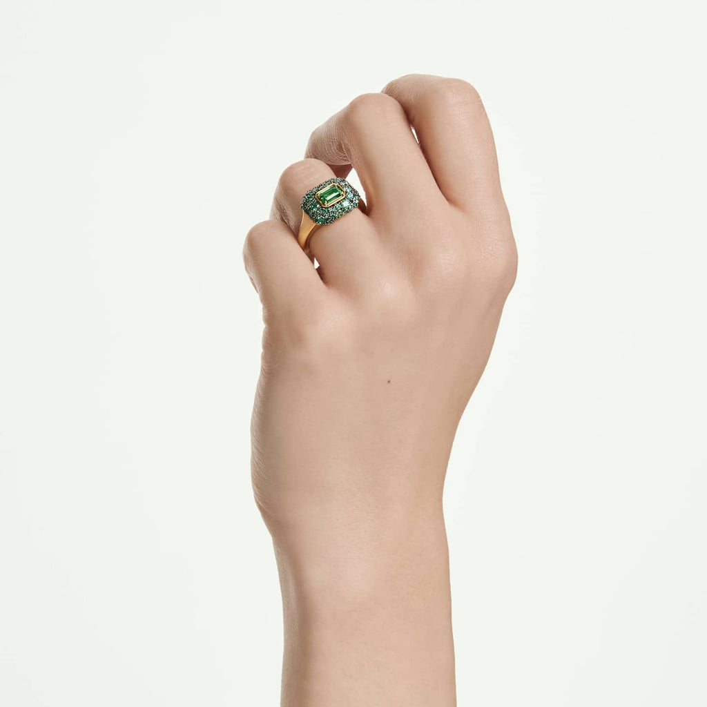 Swarovski Anello cocktail Sublima, Taglio ottagonale, Verde, Finitura oro 18K