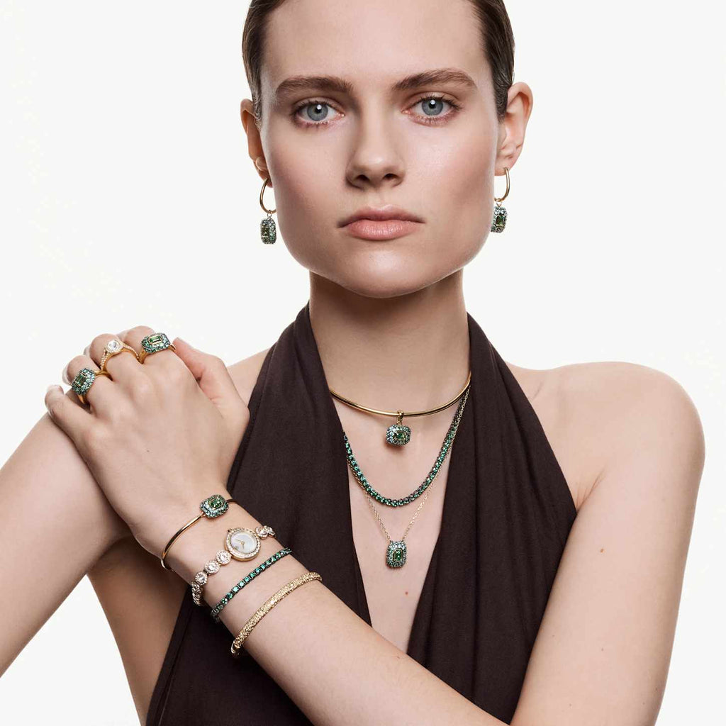 Swarovski Anello cocktail Sublima, Taglio ottagonale, Verde, Finitura oro 18K