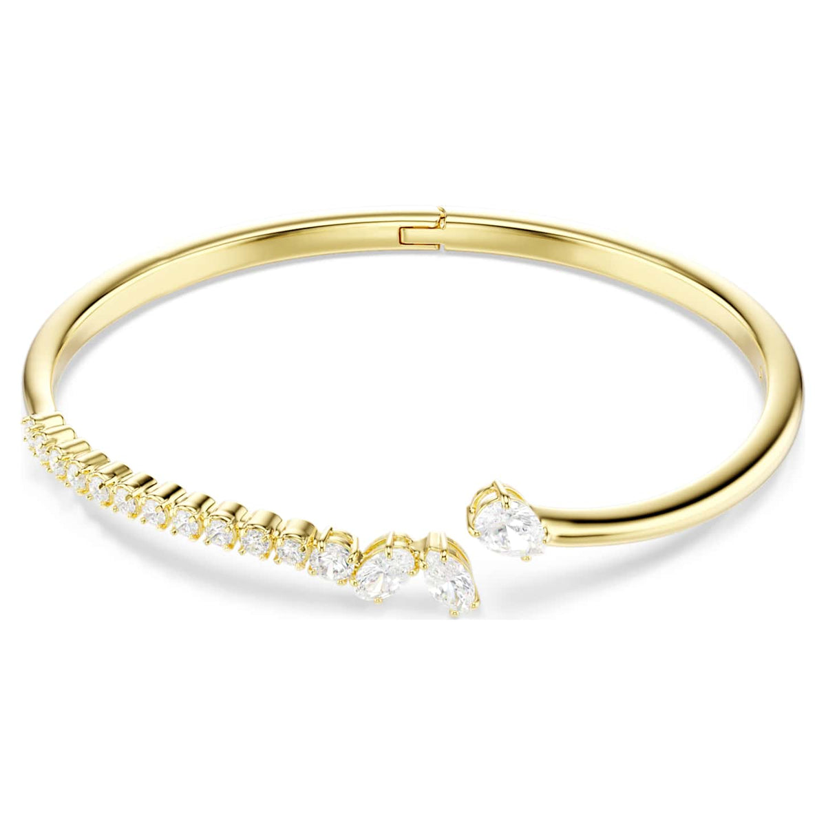 Swarovski Bracciale rigido Mesmera, Taglio misto, Bianco, Finitura oro 18K