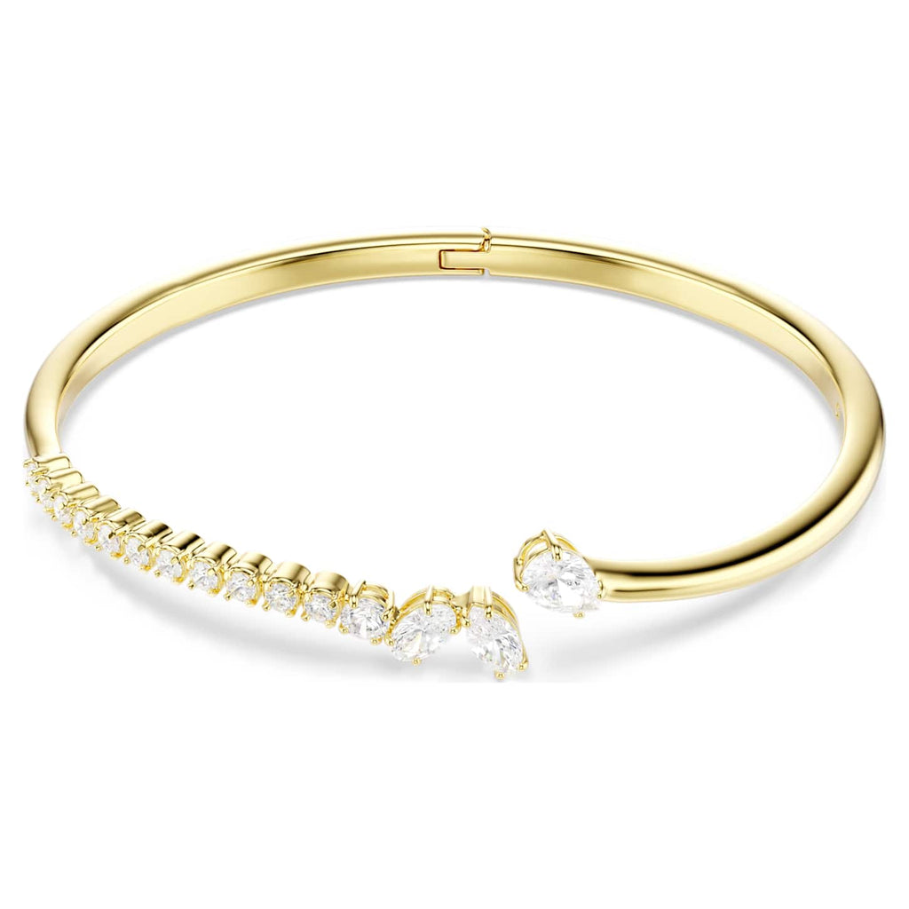 Swarovski Bracciale rigido Mesmera, Taglio misto, Bianco, Finitura oro 18K