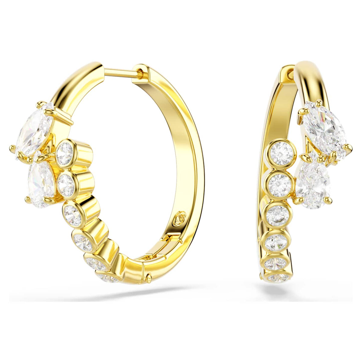 Swarovski Orecchini a cerchio Mesmera, Taglio misto, Bianchi, Finitura oro 18K