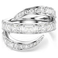 Swarovski Anello Vienna, Taglio misto, Cigno, Bianco, Placcato rodio