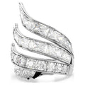 Swarovski Anello cocktail Vienna, Taglio misto, Cigno, Bianco, Placcato rodio